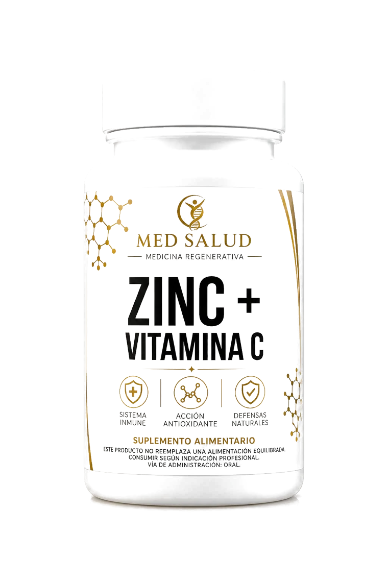 Frasco de Zinc más Vitamina C de MedSalud, 30 cápsulas